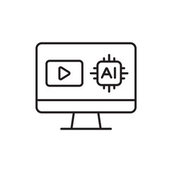 A vector icon representing AI-assisted holiday video content creation, created in line style with editable stroke