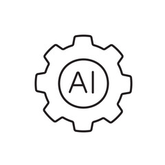 A vector icon representing AI marketing assistant as a gear mechanism, created in line style with editable stroke