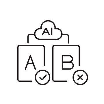 A vector icon representing AI-driven A B testing for holiday offers, created in line style with editable stroke