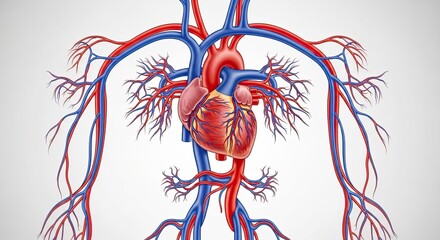 Anatomical Illustration of the Human Heart and Circulatory System.
