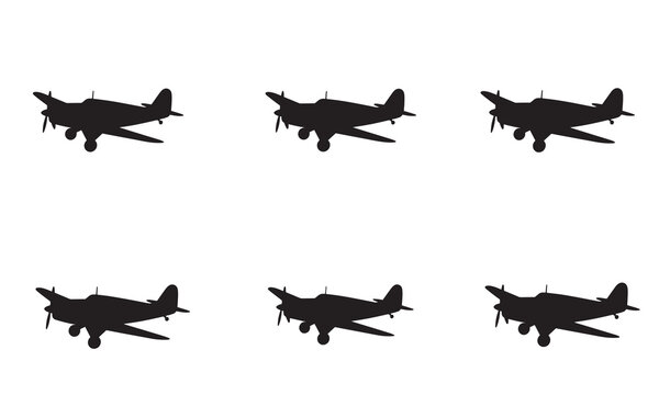 Silhouette of vintage airplanes in a grid with adobe illustrator icon