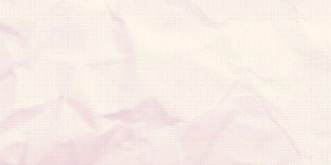 Wrinkled paper texture pattern with pink halftone. Dot gradient effect vector background. Trendy overlay print.