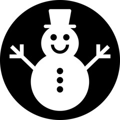 Snowman icon flat style. Featuring cute winter holiday character perfect for Christmas, festive decoration, seasonal design, celebration, joyful cold weather theme isolated on transparent background.