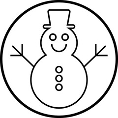 Snowman icon line style. Featuring cute winter holiday character perfect for Christmas, festive decoration, seasonal design, celebration, joyful cold weather theme isolated on transparent background.