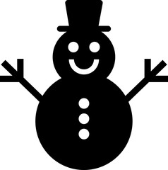 Snowman icon flat style. Featuring cute winter holiday character perfect for Christmas, festive decoration, seasonal design, celebration, joyful cold weather theme isolated on transparent background.