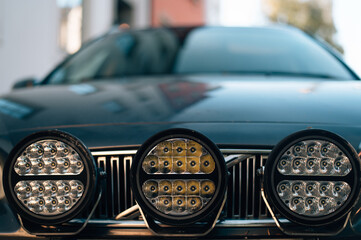 Large round fog lights on volvo