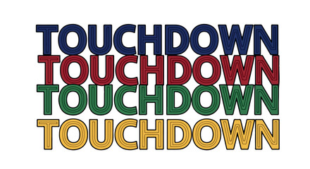 Touchdown word art in sporty colors with transparent background