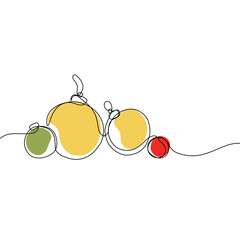 Christmas decorations continuous one line drawing, christmas ornaments continuous one line drawing.