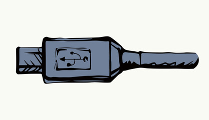Cord for charging the phone. Vector drawing