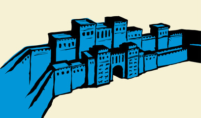 Babylonian Gate. Vector drawing scene