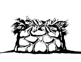 Stone Altar. Vector drawing icon