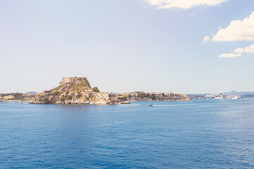 Fototapeta premium Historic fortress overlooking blue sea in Corfu Island, Greece