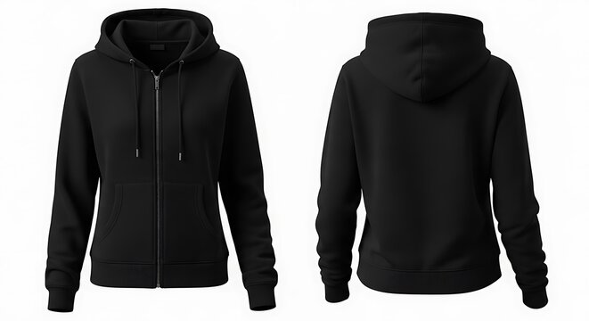 3D mockup of a espresso black color of Woman zip up hoodie