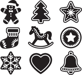 Festive holiday cookies icons for joyful designs