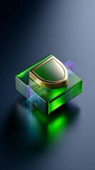 Digital wallet protected by AI guardian bot, cyber defense, bright gradients,