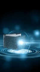 Digital wallet protected by AI guardian bot, cyber defense, bright gradients,