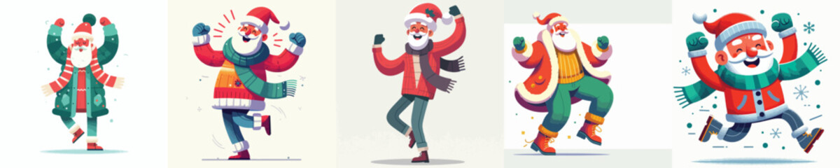 vector of a grandpa dancing to welcome Christmas
