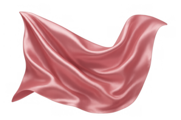 Pink silk fabric flowing smoothly, creating a soft, draped texture. Luxurious textile element with transparent background