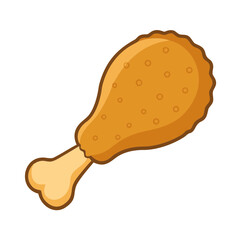 a flat icon of a vector clip art fried chicken drumstick for web and graphic design