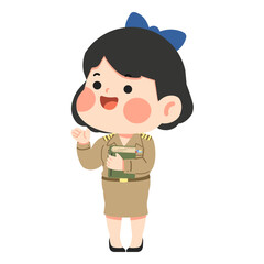 Illustration of a Thai Teacher Cartoon Character