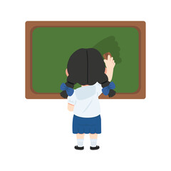 Illustration of Girl Erasing Chalkboard