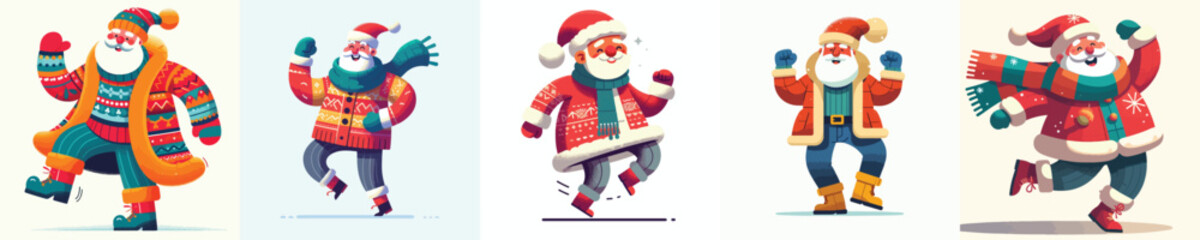 vector of a grandpa dancing to welcome Christmas