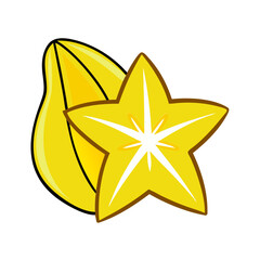 a flat icon of vector clip art starfruit carambola for web and graphic design
