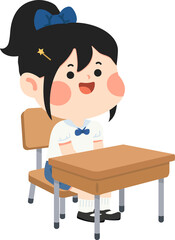 Illustration of a Student Sitting at Desk