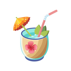 a flat icon of vector clip art tropical cocktail for web and graphic design