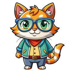 Cool Cat Wearing Glasses – Cute Cartoon Character Vector Icon