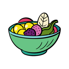 a flat icon of vector clip art tropical fruit bowl for web and graphic design