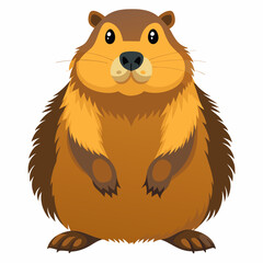 Cute Marmot Cartoon – Adorable Rodent Character on White Background