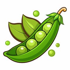 Peas Vegetable Cartoon – Cute Green Food Vector Icon Illustration