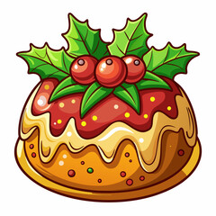 Christmas Pudding Coloring Page – Cute Holiday Dessert Line Art Illustration