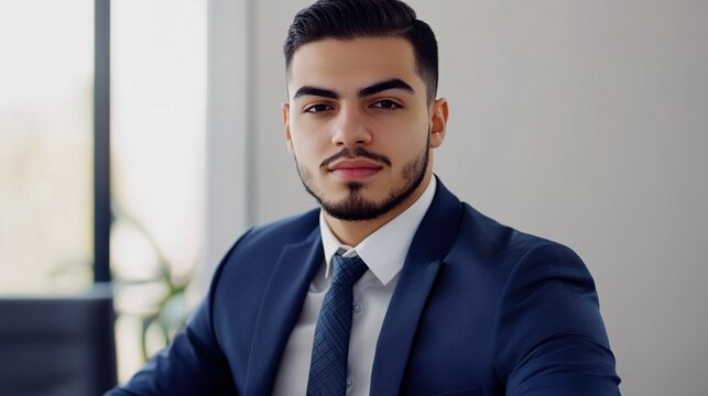 whitecollar. Young professional in formal attire working intently at minimalist white desk. pitch deck slides, case study pages, designed for enterprise HRIS and productivity software interfaces. - Powered by Adobe