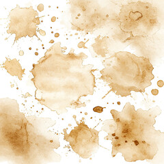 Fototapeta premium Brown paint splatters on black background, abstract art