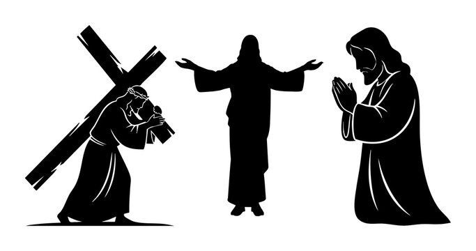 Jesus vector Christian clipart face art design cross clipart religious Jesus Christ black silhouette vector Jesus face sstkchristmas Catholic icon illustration