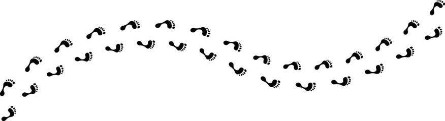 Barefoot Walking Vector Print - Minimal Footstep Silhouette Illustration
