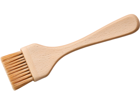 Wooden pastry brush isolated on transparent background, perfect for baking, kitchen, and culinary visuals.