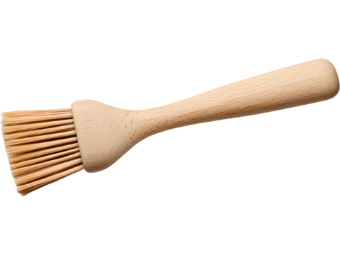 Wooden pastry brush isolated on transparent background, perfect for baking, kitchen, and culinary visuals.