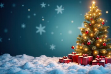 Christmas background with generous copyspace and holiday decorative elements