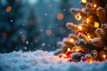 Christmas background with generous copyspace and holiday decorative elements