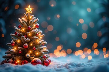 Christmas background with generous copyspace and holiday decorative elements