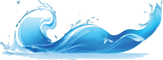 Stylized blue water wave illustration a dynamic vector element isolated on a white background