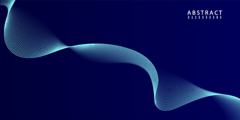 Abstract glowing wave lines on dark blue background. Dynamic wave pattern. Modern flowing wavy lines. Futuristic technology concept.