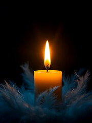 Warm Candlelight Amidst Soft Feathers Serene Ambiance