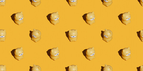 Toy Dog Seamless Pattern on Bright Yellow