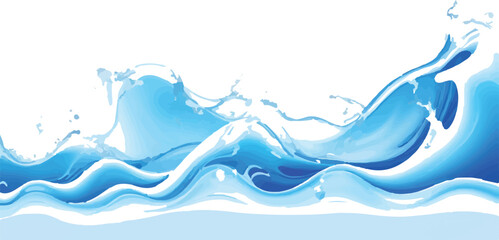 Dynamic blue water splash illustration flowing liquid motion perfect for backgrounds and design elements
