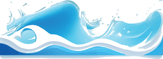 Stylized blue wave illustration vector design element for backgrounds and banners isolated on white