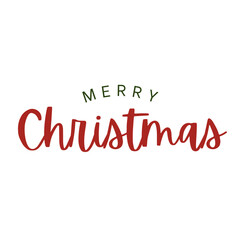 Red and Green Coloured Merry Christmas Text Vector Illustration on white background, ideal for  Christmas greeting cards, holiday banners, posters, and digital seasonal designs.